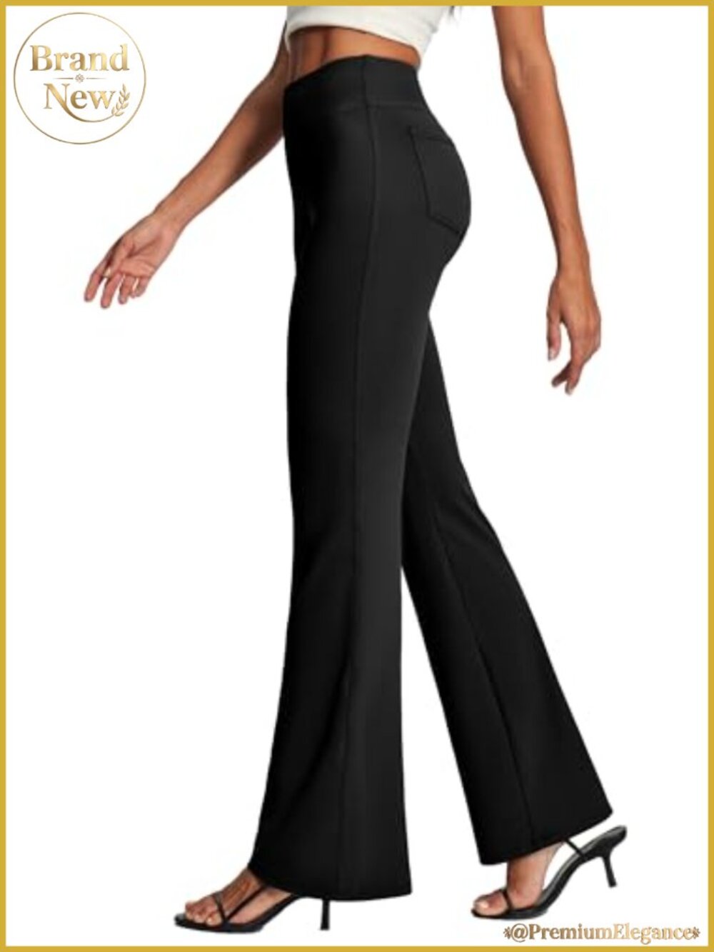 Women's Pull On Dress Pants Stretchy High Waisted Bootcut Work Slacks Pockets